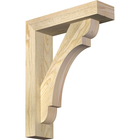 Ekena Millwork Olympic Block Rough Sawn Bracket w/ Offset Brace, Douglas Fir, 4"W x 14"D x 18"H BKT0402X14X18OLY05RDF